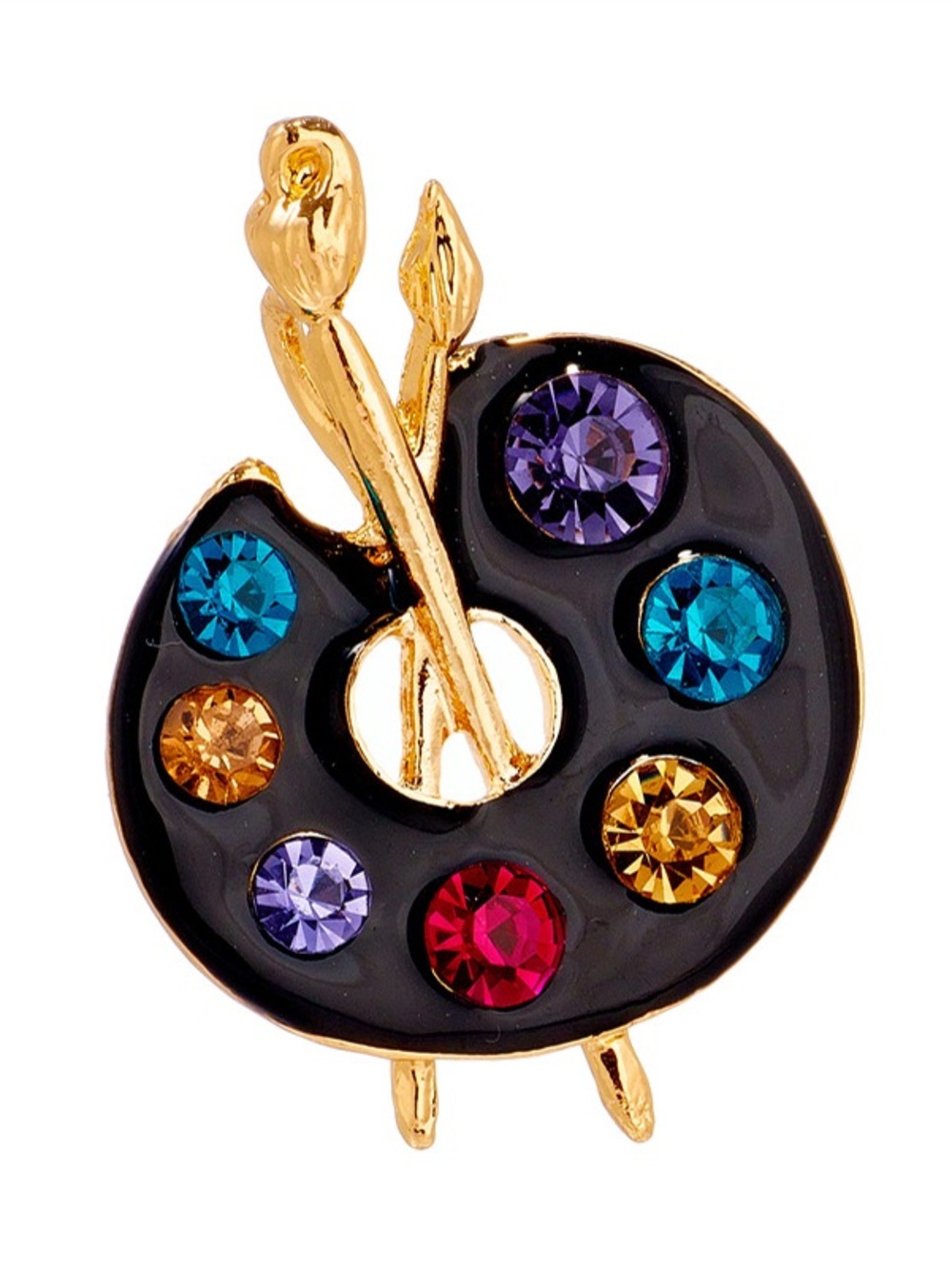 Artist Palette Brooch Paint Brush Rhinestone Art Teacher Painter Pin